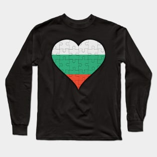 Bulgarian Jigsaw Puzzle Heart Design - Gift for Bulgarian With Bulgaria Roots Long Sleeve T-Shirt